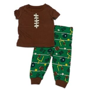 Brown Football Tee and Green Sports Pants Set Infant 6-9 Months 4268
